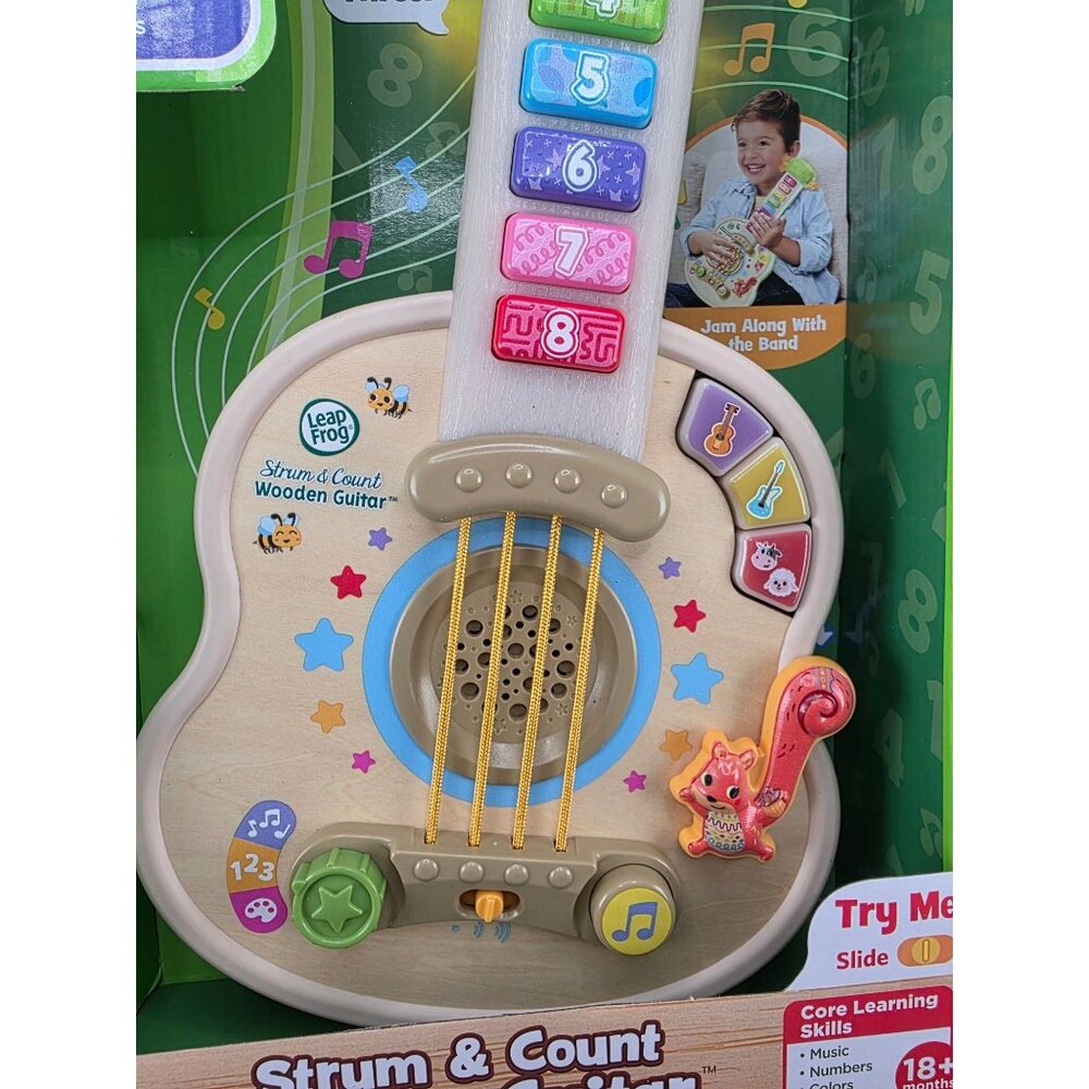 LeapFrog Strum & Count Wooden Guitar Educational Toy 18+ Months Multi-Mode Music - Picture 4 of 10